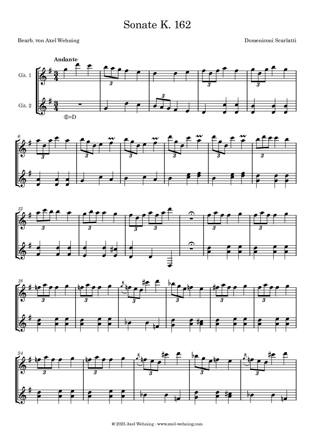 Domeniconi Scarlatti - Sonata K. 162 - for two guitars